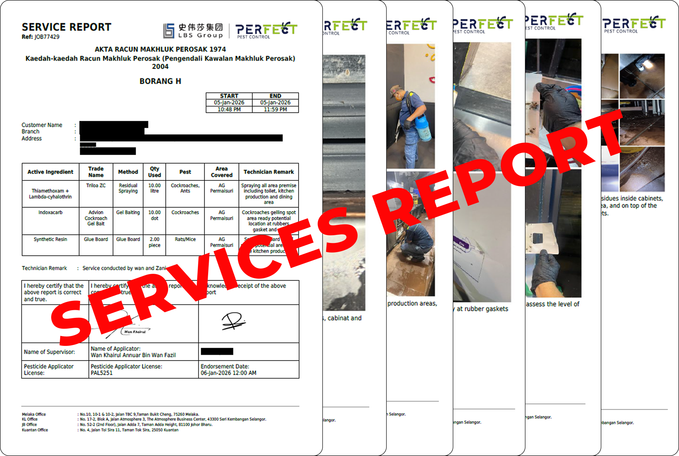 Service report documentation
